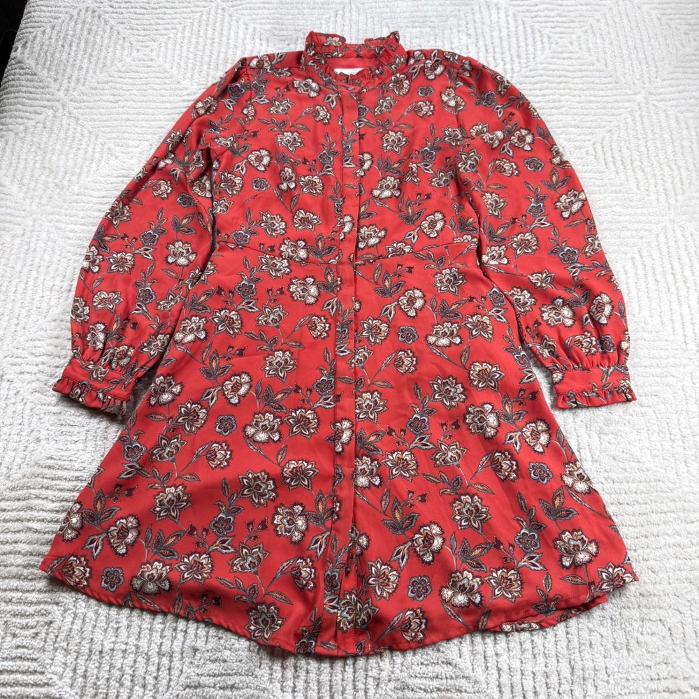 LOFT Floral Mini Dress Womens 0 Cottagecore Boho Romantic Office Autumnal Fall